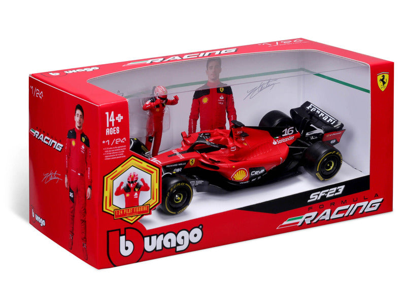 Ferrari modellino, SF-23, Charles Leclerc, 1:24, bburago, con pilota