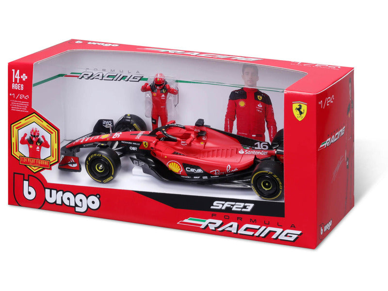 Ferrari modellino, SF-23, Charles Leclerc, 1:24, bburago, con pilota