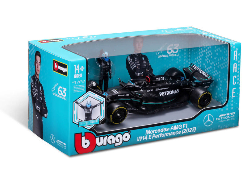 Mercedes modellino d'auto, bburago, George Russell, #63, 1:24, W14 E, con pilota