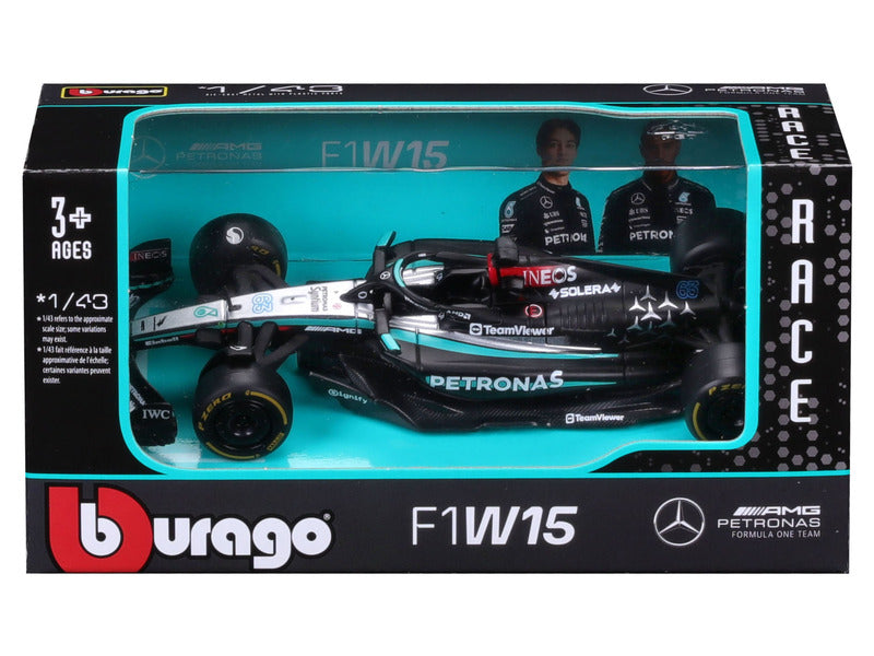 Mercedes modellino d'auto, bburago, George Russell, #63, 1:43, F1W15