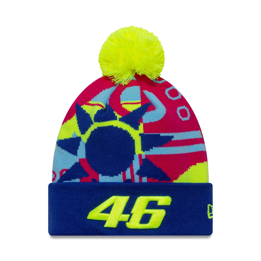 Berretto Valentino Rossi #46, VR46, maglia a coste con polsino, abbigliamento da tifoso, New Era, multicolore