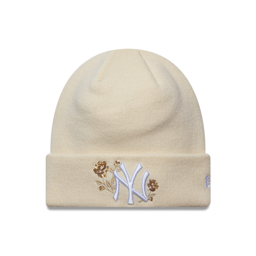 Berretto dei New York Yankees, rosa con paillettes, per donna, New Era, crema