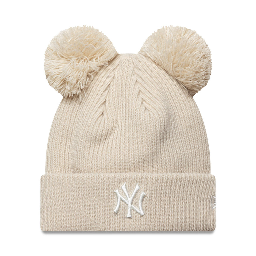 Berretto New York Yankees, con doppio pon pon, donna, unicolore, New Era, beige
