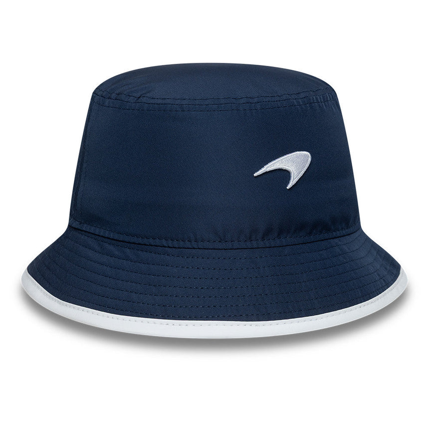 Cappello bucket McLaren x Reiss, stagionale, affusolato, New Era, 9FORTY, blu
