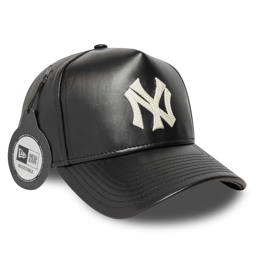 Cappellino dei New York Yankees, in pelle, New Era, 9FORTY, nero