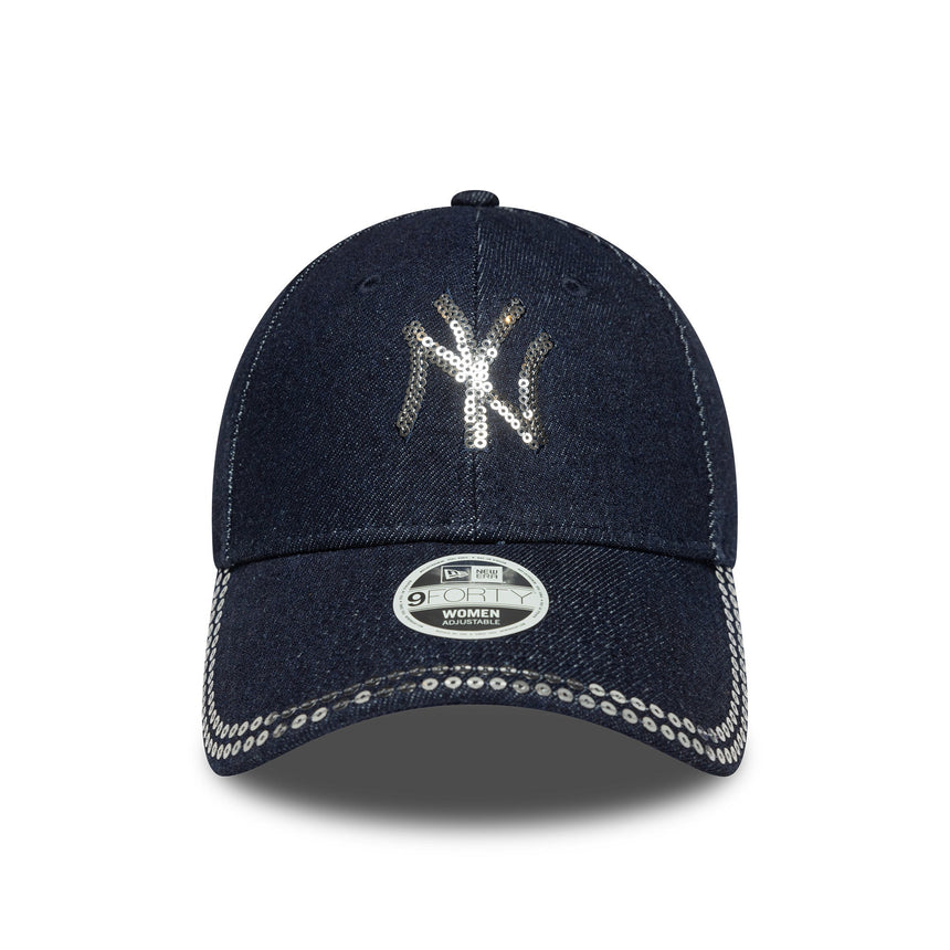 Cappellino New York Yankees con paillettes, New Era, 9FORTY, motivo blu, blu