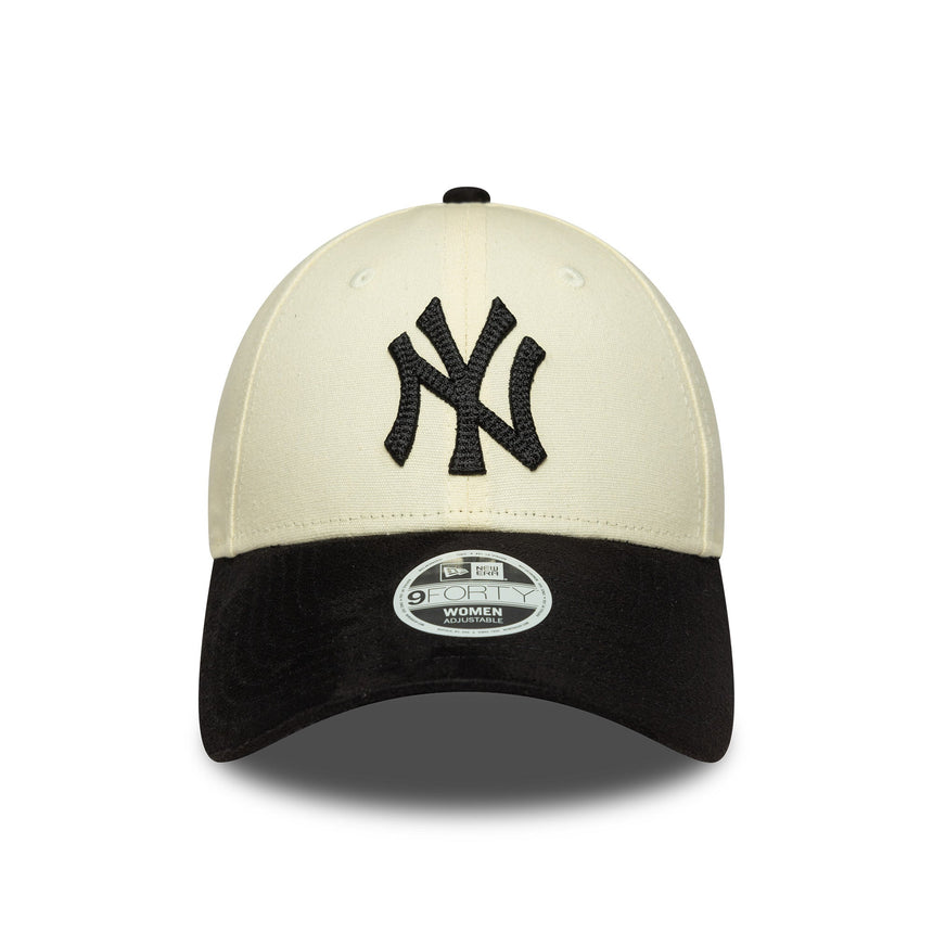 Cappellino dei New York Yankees, pelle scamosciata sintetica, New Era, 9FORTY, beige e nero