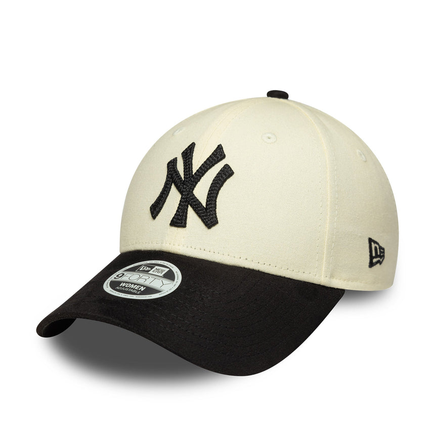 Cappellino dei New York Yankees, pelle scamosciata sintetica, New Era, 9FORTY, beige e nero