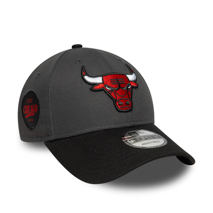 Cappellino Chicago Bulls, patch laterale, New Era, 9FORTY, grigio