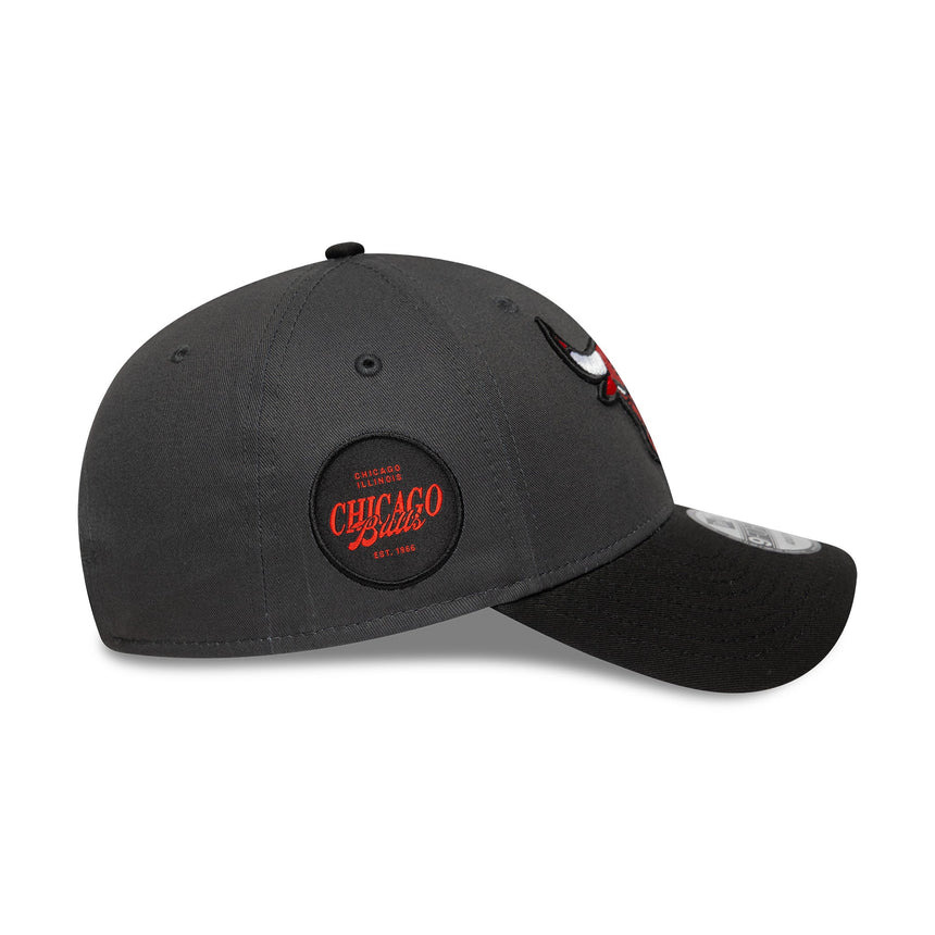 Cappellino Chicago Bulls, patch laterale, New Era, 9FORTY, grigio