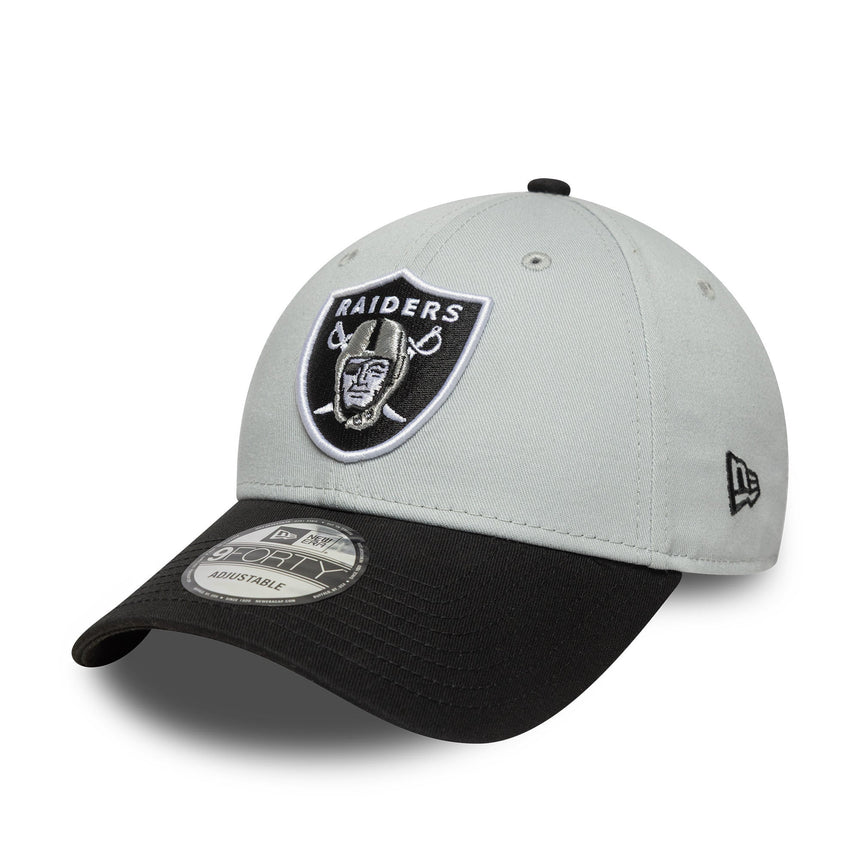 Cappellino Las Vegas Raiders, spilla bicolore, New Era, 9FORTY, patch laterale, nero-bianco