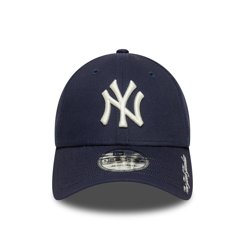 Cappellino New York Yankees, visiera con script, New Era, 9FORTY, blu
