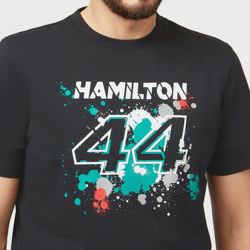 Mercedes Lewis Hamilton Maglietta, LEWIS #44, Nero, 2022 - FansBRANDS®