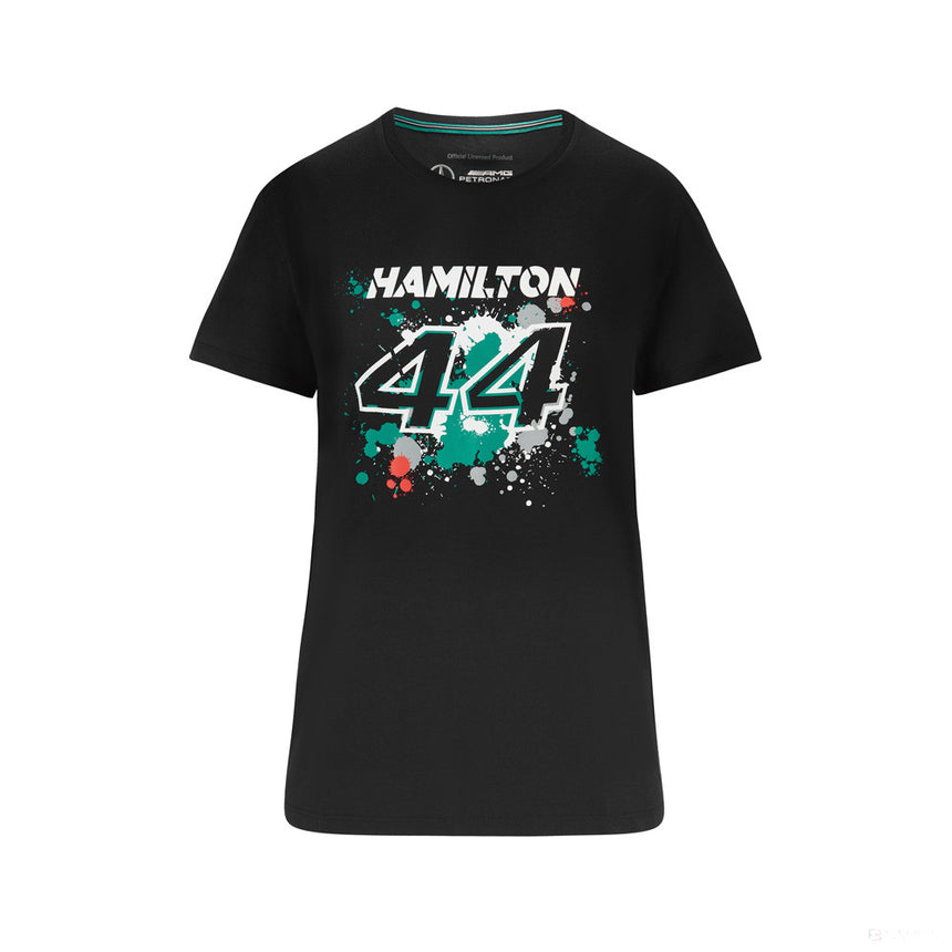 Mercedes Lewis Hamilton Maglietta per donne, LEWIS #44, Nero, 2022 - FansBRANDS®