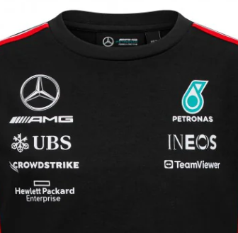 Mercedes T-Shirt, Team, Fahrer, Kinder, Schwarz, 2023