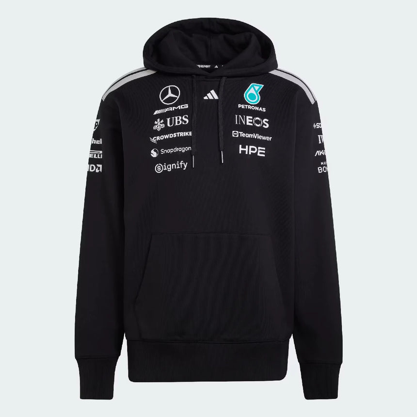 Mercedes Felpa con Cappuccio, squadra, pilota, adidas, nera, 2026