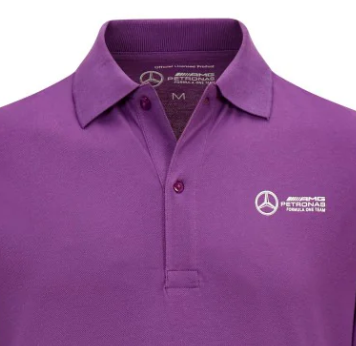 Mercedes t-shirt collo camicia, Lewis Hamilton logo, viola