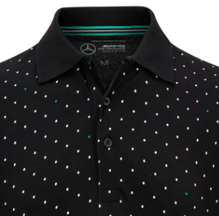 Mercedes t-shirt collo camicia, polka dot, Nero