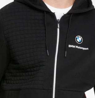 Felpa con cappuccio BMW, Puma BMW MMS con zip intera, nero, 2021