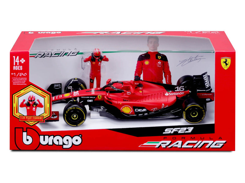 Ferrari modellino, SF-23, Charles Leclerc, 1:24, bburago, con pilota