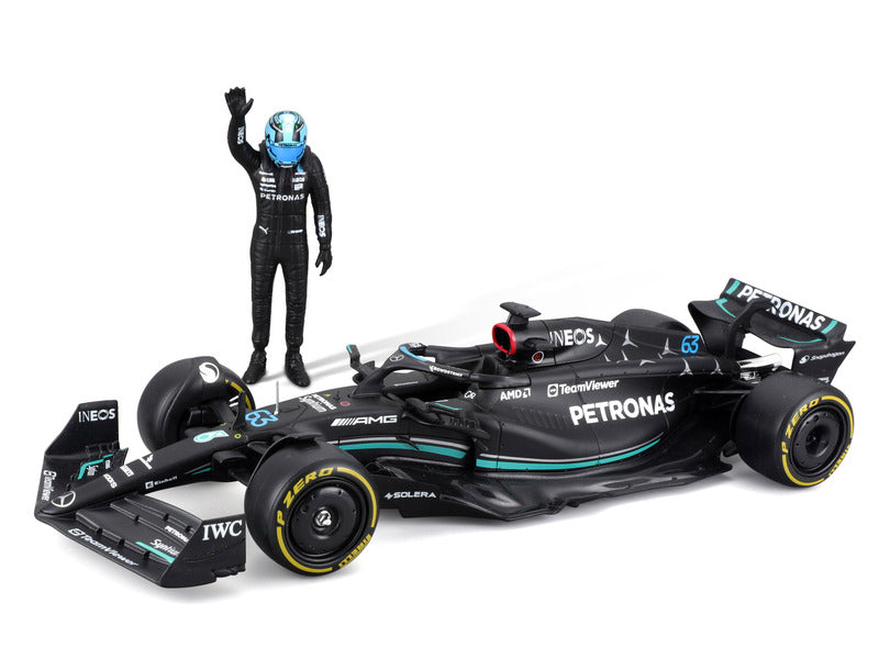 Mercedes modellino d'auto, bburago, George Russell, #63, 1:24, W14 E, con pilota