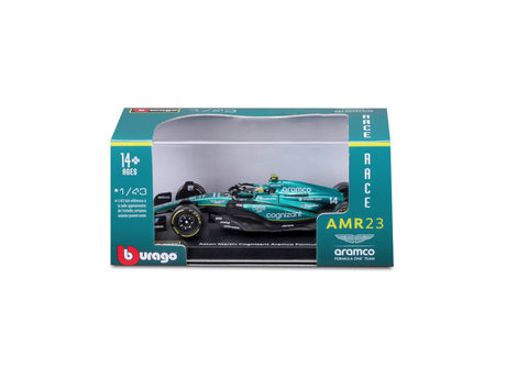 Modellino Aston Martin F1, con casco, AMR23, bburago, 1:43, Fernando Alonso #14