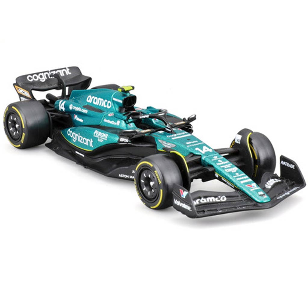 Modellino Aston Martin F1, con casco, AMR23, bburago, 1:43, Fernando Alonso #14