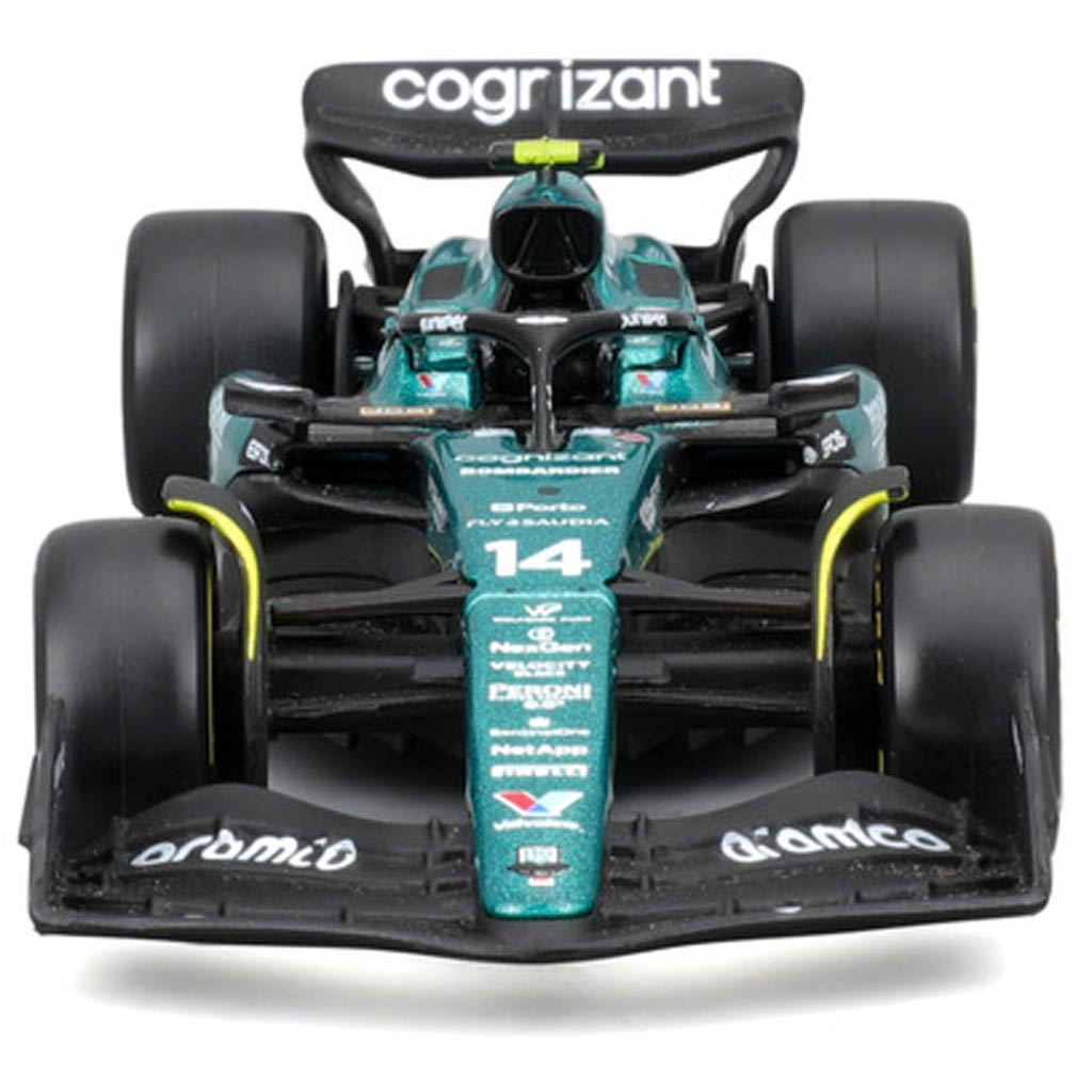 Modellino Aston Martin F1, con casco, AMR23, bburago, 1:43, Fernando Alonso #14