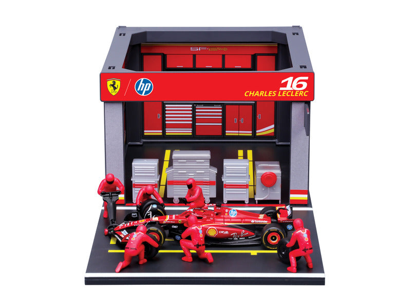 kit di modellismo Ferrari, pass pit, bburago, 1:43, Charles Leclerc, #16, SF-24