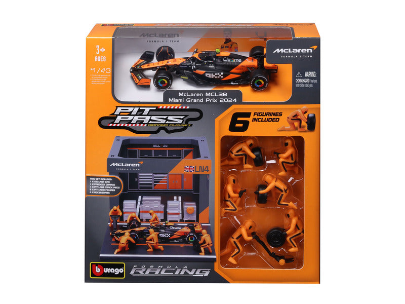 kit modello McLaren, pass pit, bburago, 1:43, Lando Norris, #4, MCL38