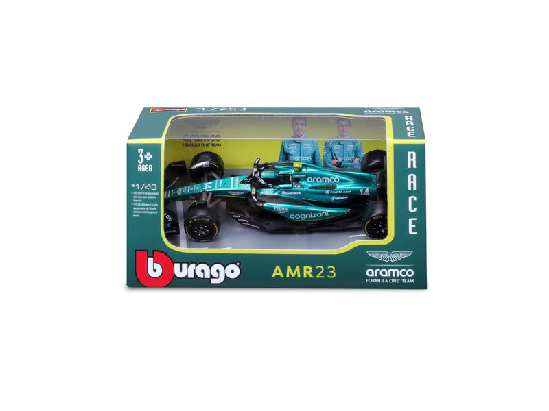 Modellino in scala 1:43 di Aston Martin AMR23, Bburago, Fernando Alonso #14, 2023