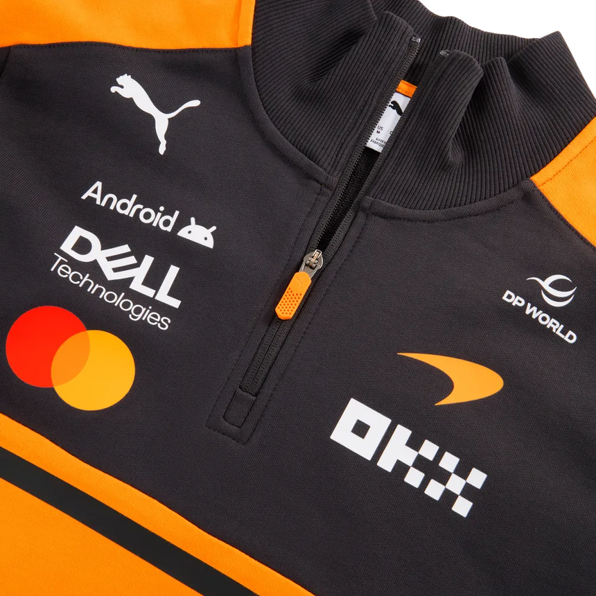 Pullover McLaren, squadra, mezzo zip, papaya, 2026