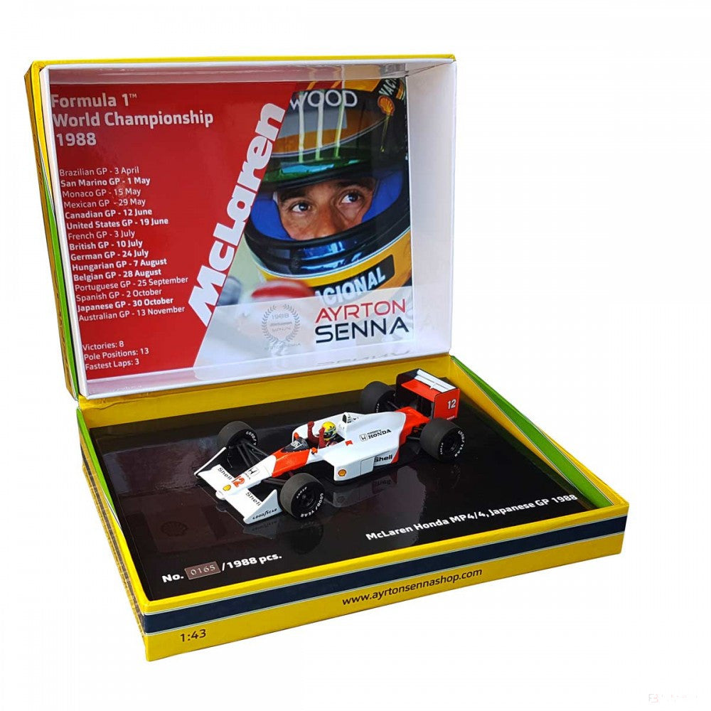 1:43; Ayrton Senna McLaren Honda MP4/4 1988 Modello di automobile