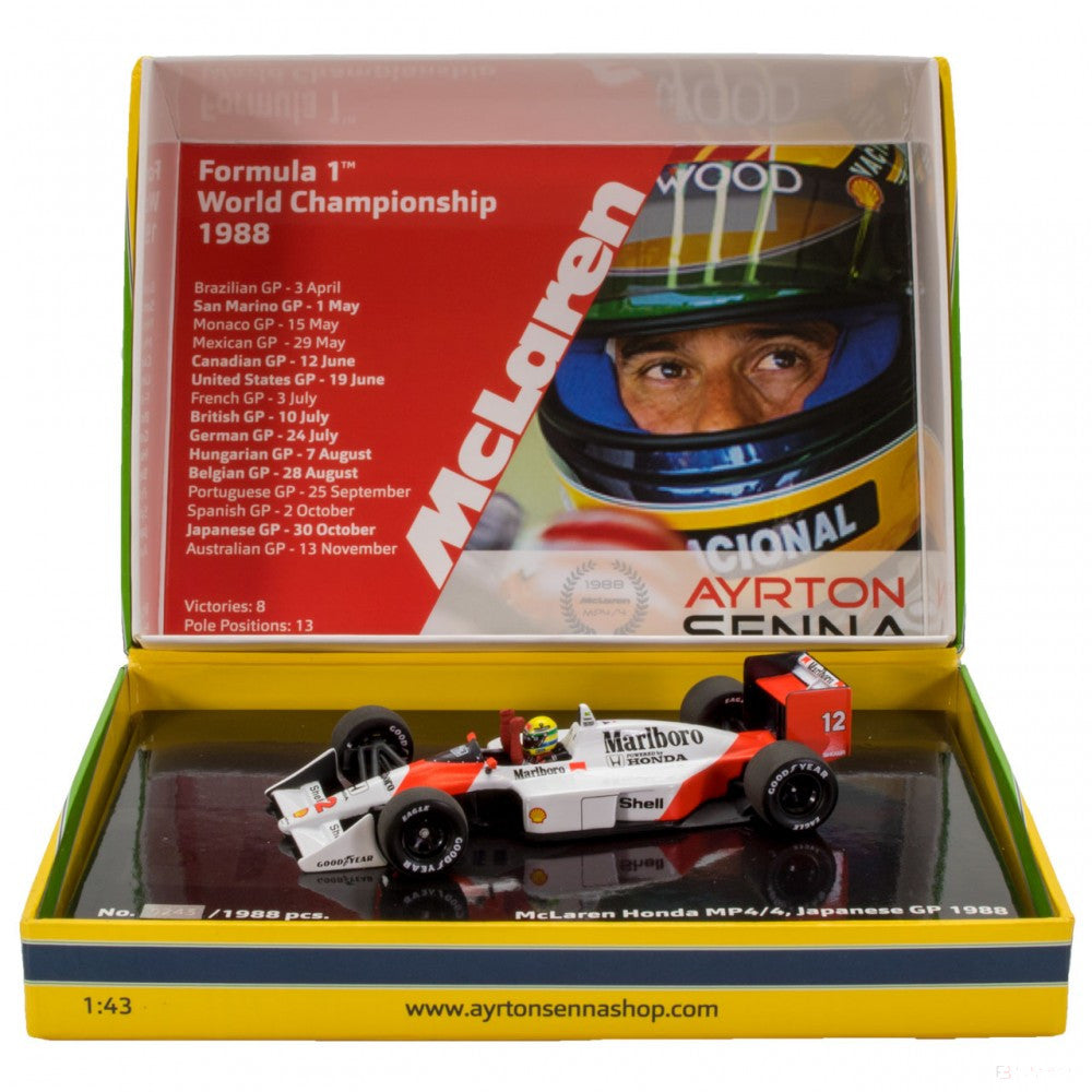 1:43; Ayrton Senna McLaren Honda MP4/4 1988 Modello di automobile