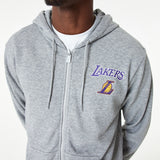 Felpa con cappuccio Los Angeles Lakers, a zip completa, New Era, grigia