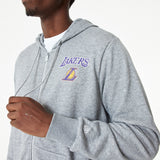 Felpa con cappuccio Los Angeles Lakers, a zip completa, New Era, grigia
