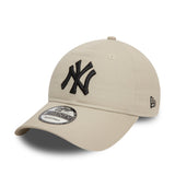 Cappello New York Yankees, logo nero, New Era, 9TWENTY, essenziale, beige