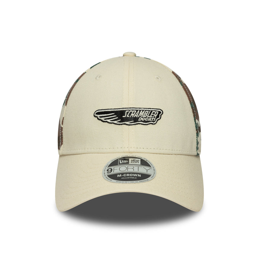 Cappellino Ducati Scrambler camo, New Era, 9FORTY, beige