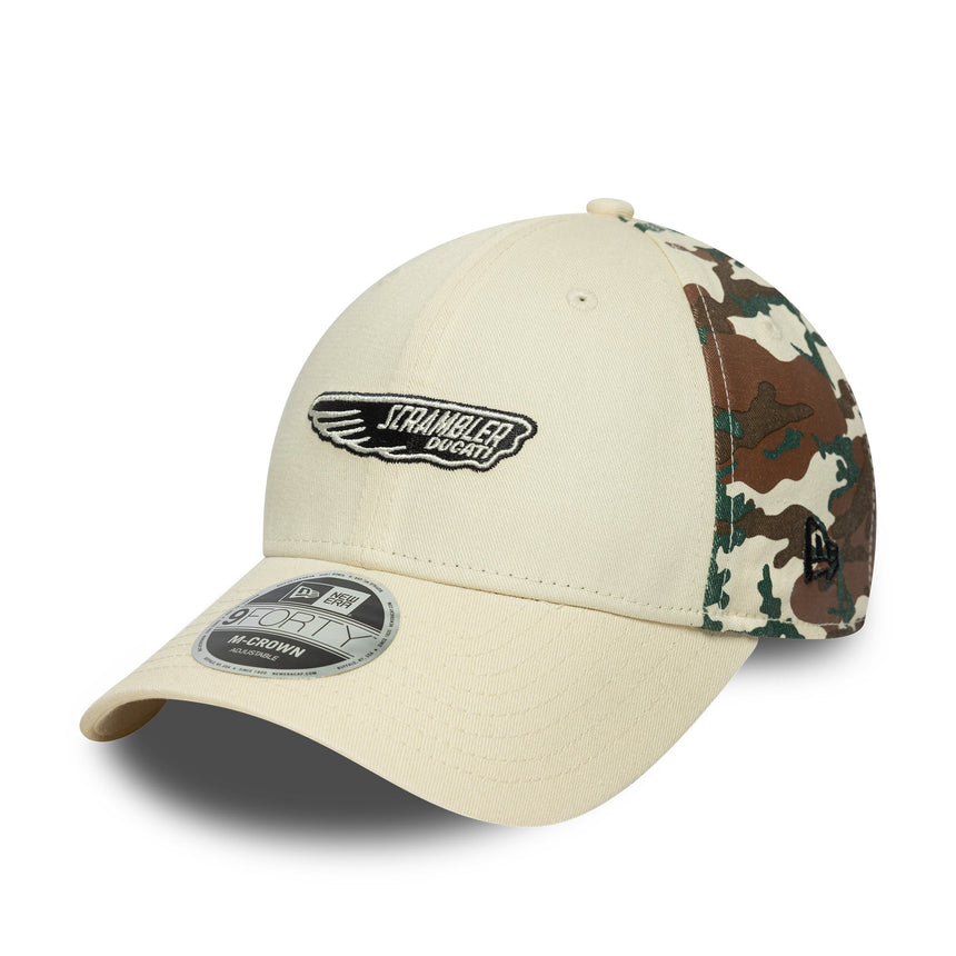 Cappellino Ducati Scrambler camo, New Era, 9FORTY, beige