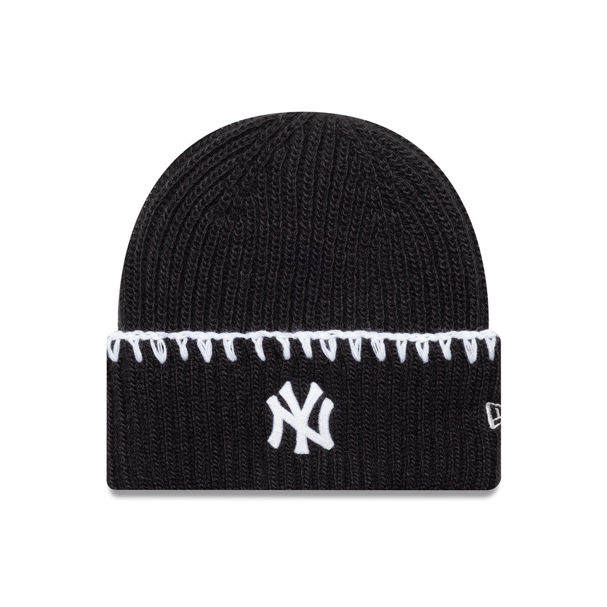 Berretto beanie dei New York Yankees, cuciture spesse, New Era, nero