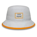 Cappello bucket McLaren x Reiss, stagionale, a taglio affusolato, New Era, 9FORTY, bianco