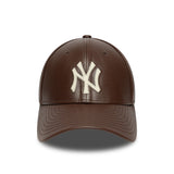 Cappellino New York Yankees in pelle, New Era, 9FORTY, tinta unita marrone