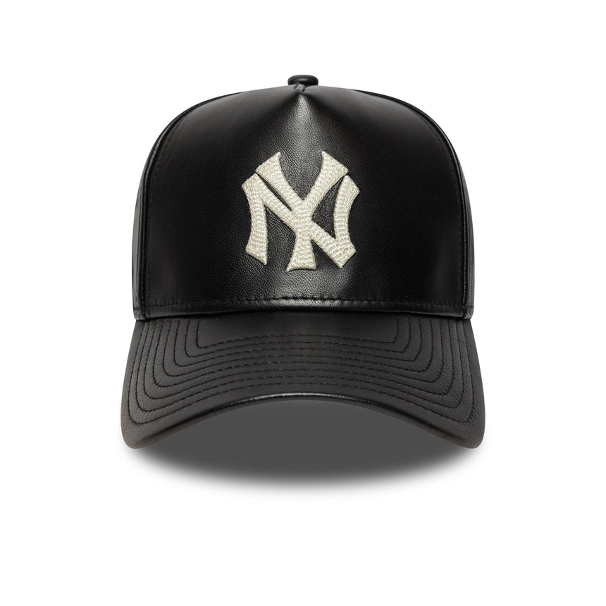 Cappellino dei New York Yankees, in pelle, New Era, 9FORTY, nero