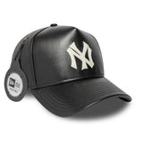 Cappellino dei New York Yankees, in pelle, New Era, 9FORTY, nero