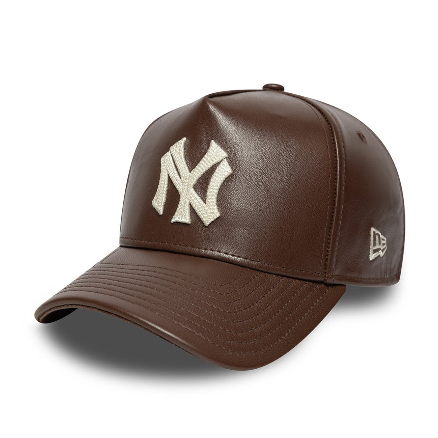 Cappellino dei New York Yankees, pelle, New Era, stile A-frame, marrone
