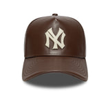 Cappellino dei New York Yankees, pelle, New Era, stile A-frame, marrone