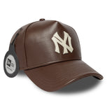 Cappellino dei New York Yankees, pelle, New Era, stile A-frame, marrone