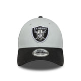 Cappellino Las Vegas Raiders, spilla bicolore, New Era, 9FORTY, patch laterale, nero-bianco