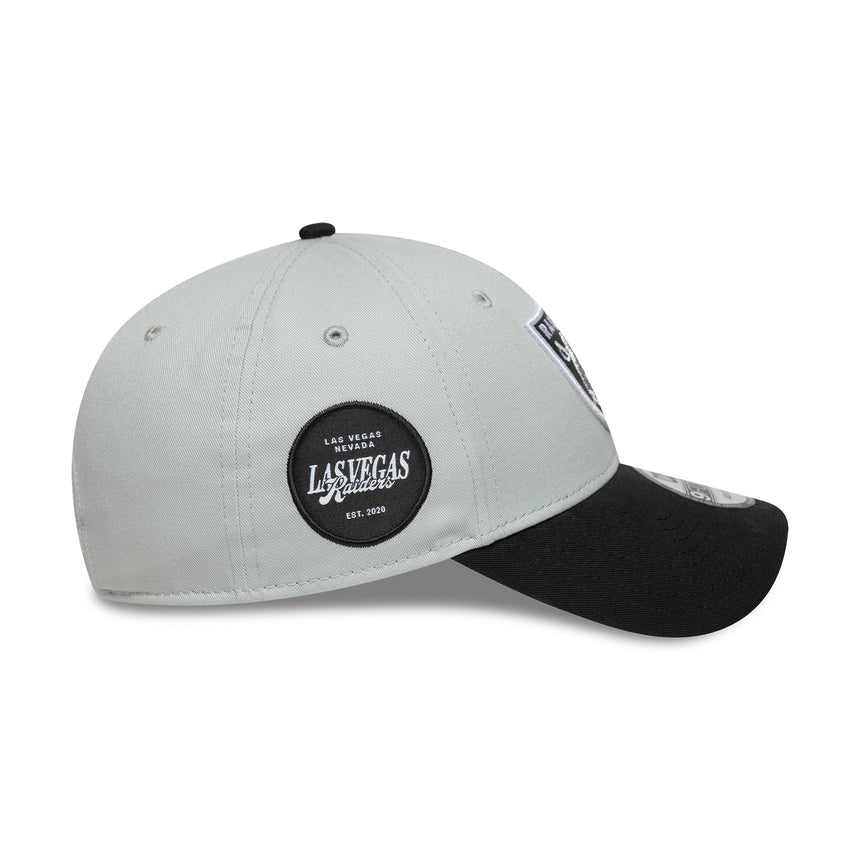 Cappellino Las Vegas Raiders, spilla bicolore, New Era, 9FORTY, patch laterale, nero-bianco