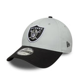 Cappellino Las Vegas Raiders, spilla bicolore, New Era, 9FORTY, patch laterale, nero-bianco